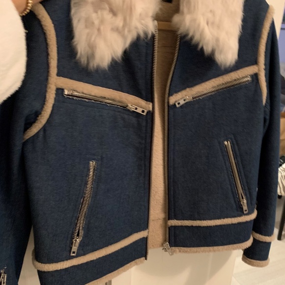 Rag & Bone Dyed Lamb Shearling Collar Trim Jacket - Picture 3 of 8